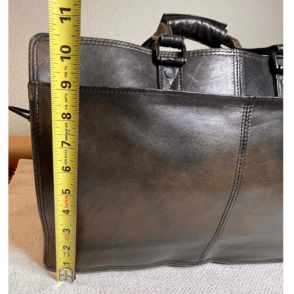 Scully Genuine Leather Brown Black Briefcase Work Bag Distressed Patina